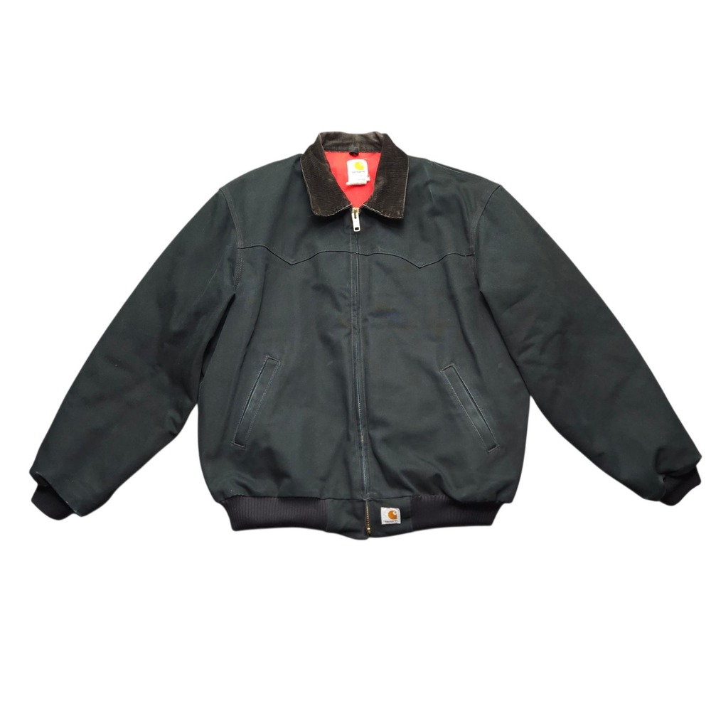 Vintage Carhartt Santa Fe Jacket Black Duck Canvas Red Quilted XL USA Made